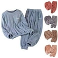 thumbnail image 3 of Ujnder Winter Plus Size Coral Pajama Set Women's Thickened Flannel Sleepwear Grey XL, 3 of 3