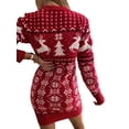thumbnail image 3 of LilyLLL Womens Christmas Reindeer Knitwear Long Sleeve Jumper Sweater Mini Dress, 3 of 3
