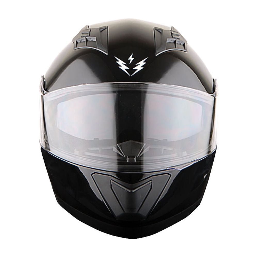 1Storm New Motorcycle Bike Modular Full Face Helmet NOLED901 Dual Visor Sun Shield: Glossy Black