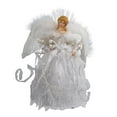 thumbnail image 2 of Kurt Adler 12-Inch White and Silver Fiber Optic LED Angel Treetop, 2 of 8