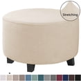 thumbnail image 3 of CHOK 2024 Ottoman Cover  Thick Stretch Low Bench Cover Solid Color Jacquard Footrest Stool Protector Sofa Cover For Living Room-Red-Small, 3 of 7