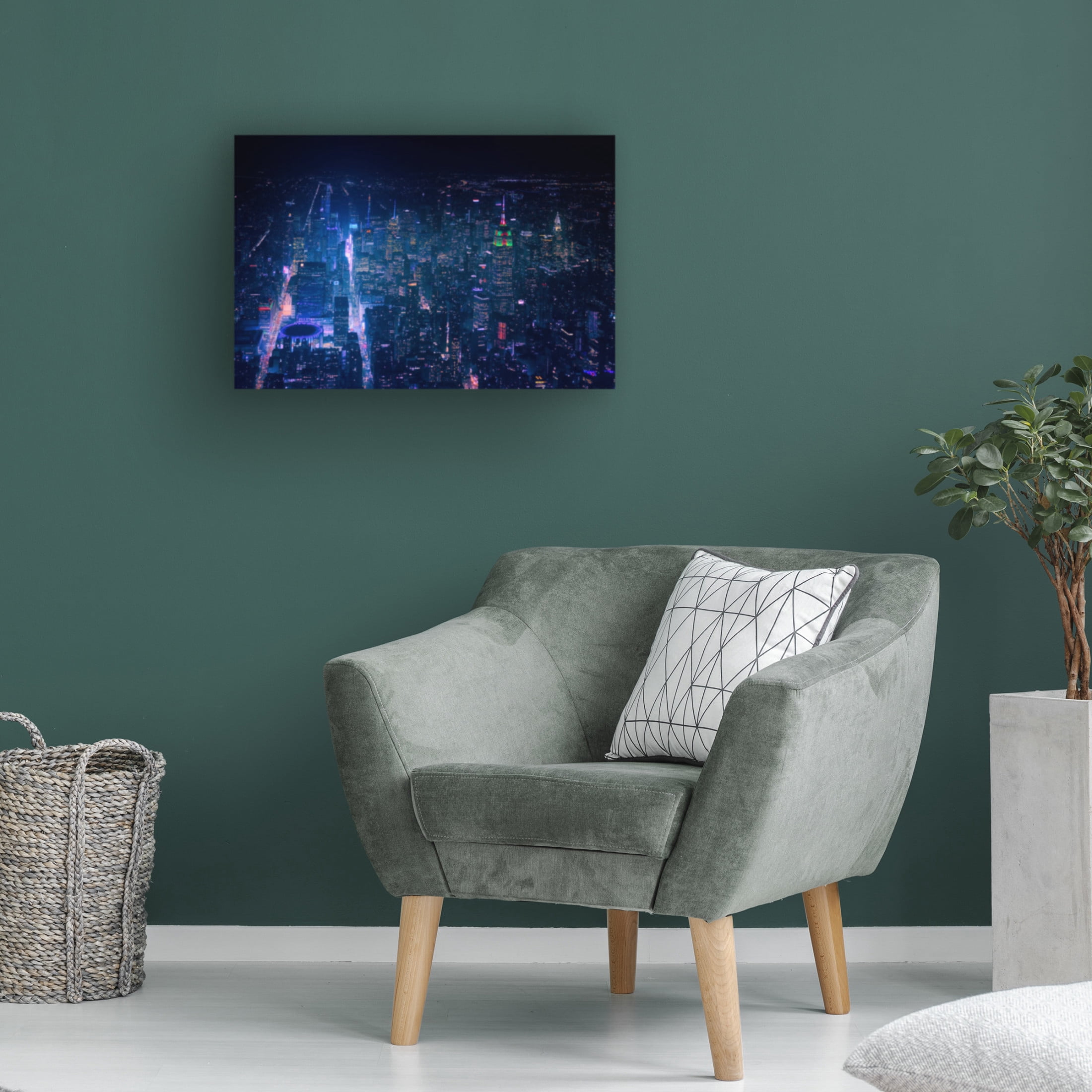 Canvas Wall Art - Javier De La 'Nyc Neon Noir' Wall Art for Living Room, Bedroom, or Office D?cor by Trademark Fine Art - 24 x 16 Inches