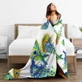 thumbnail image 4 of Peacock Throw Blanket Peacock Feather Watercolor Luxury Cozy Plush Soft Blanket for Bed, Couch, Sofa, Dorm, Home Decor Queen Size 60"X50", 4 of 6