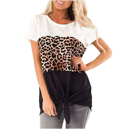

White Blouse for Women Women s Fashion Summer Round Neck Leisure Short Sleeve Printing Tops Blouses for Women Dressy Casual White L