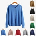 thumbnail image 6 of Turilly Womens Solid Round Neck Sweater Jacket Cardigan Round Neck Sweater, 6 of 6