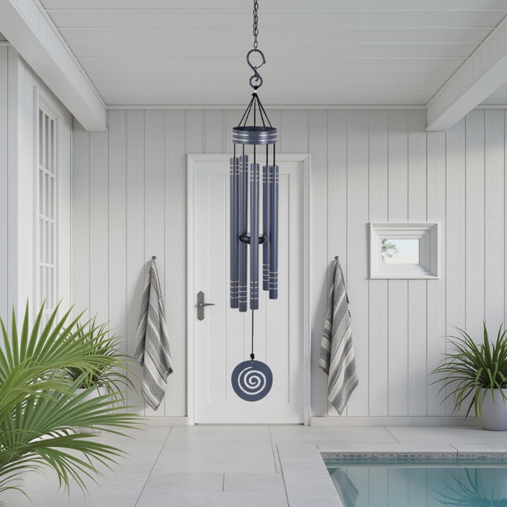 Sunset Vista Design 41" Heavy Tone Wind Chimes, Modern Wind Chimes with Aluminum Tubes and S Hook,Outdoor/Indoor Wind Chimes for Home Garden Hanging Decor,Window Wind Bells, Gray