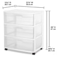 thumbnail image 3 of Sterilite At Home 3 Drawer Wide Storage Cart Container with Casters, 6 Pack, 3 of 9