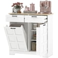 thumbnail image 1 of White Kitchen Island with Trash Cabinet & Drawers - 39.4" Tilt-Out Garbage Storage, Adjustable Shelves & Door Racks for Kitchen, Living Room, Pantry Organization., 1 of 7