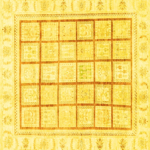 Ahgly Company Indoor Square Abstract Yellow Modern Area Rugs, 3' Square