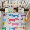 thumbnail image 3 of Colorful Funny Dachshund Duvet Cover and Pillowcase Set for Single Bedding, Bedroom Accessories for Kids Teens, 3 of 5