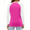 thumbnail image 4 of Hearthz Raglan Sleeve T Shirts for Women Color Block Long Sleeve Shirts for Women Casual Loose Fall V-Neck Button Henley Shirts for Women, 4 of 5