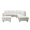 thumbnail image 3 of Agathea 97" Wide 3 Pieces Faux Letter Right Facing Sofa Set with ottoman, 3 of 4