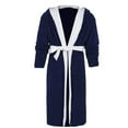 thumbnail image 4 of WZXFASHION Men's Winter Plush Lengthened Shawl Bathrobe Home Clothes Long Sleeved Robe Coat Intimates Blue L, 4 of 7