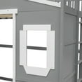 thumbnail image 6 of House Loft Bed with Roof, 2 Windows and Door, Solid Wood Twin Size Loft Bed Frame with Safety Guardrails & Ladder, Multifunctional Playhouse Bed with Underbed Storage, No Box Spring Needed Gray+White, 6 of 7