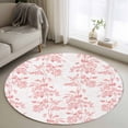 thumbnail image 2 of Pink Fruit Large Area Rugs for Bedroom Living Room, Soft Non Slip Carpet Bedside Rug, Vintage Plant Nature Botanical Flower Round Floor Cover Kitchen Accent Rug 4' for Dining Room/Office, 2 of 9