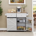 thumbnail image 4 of Costway Rolling Kitchen Island Kitchen Island Cart with Drop Leaf Trash Can Cabinet Gray, 4 of 10