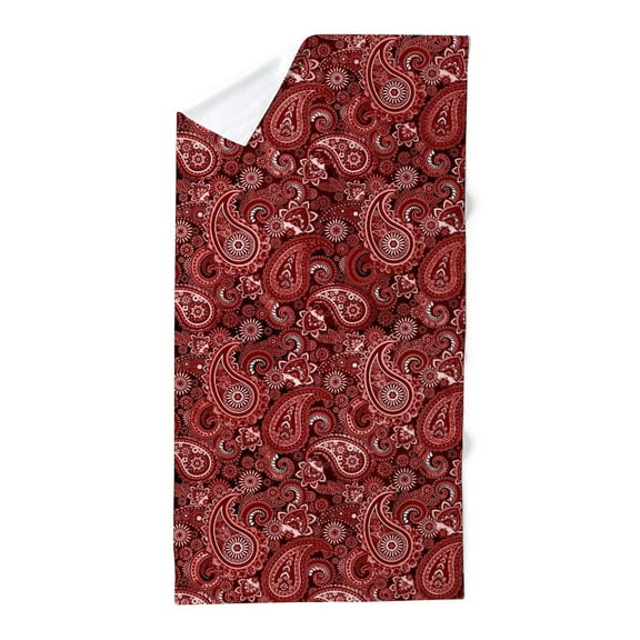 CafePress - Red And White Paisley - Large Beach Towel, Soft 30"x60" Towel with Unique Design