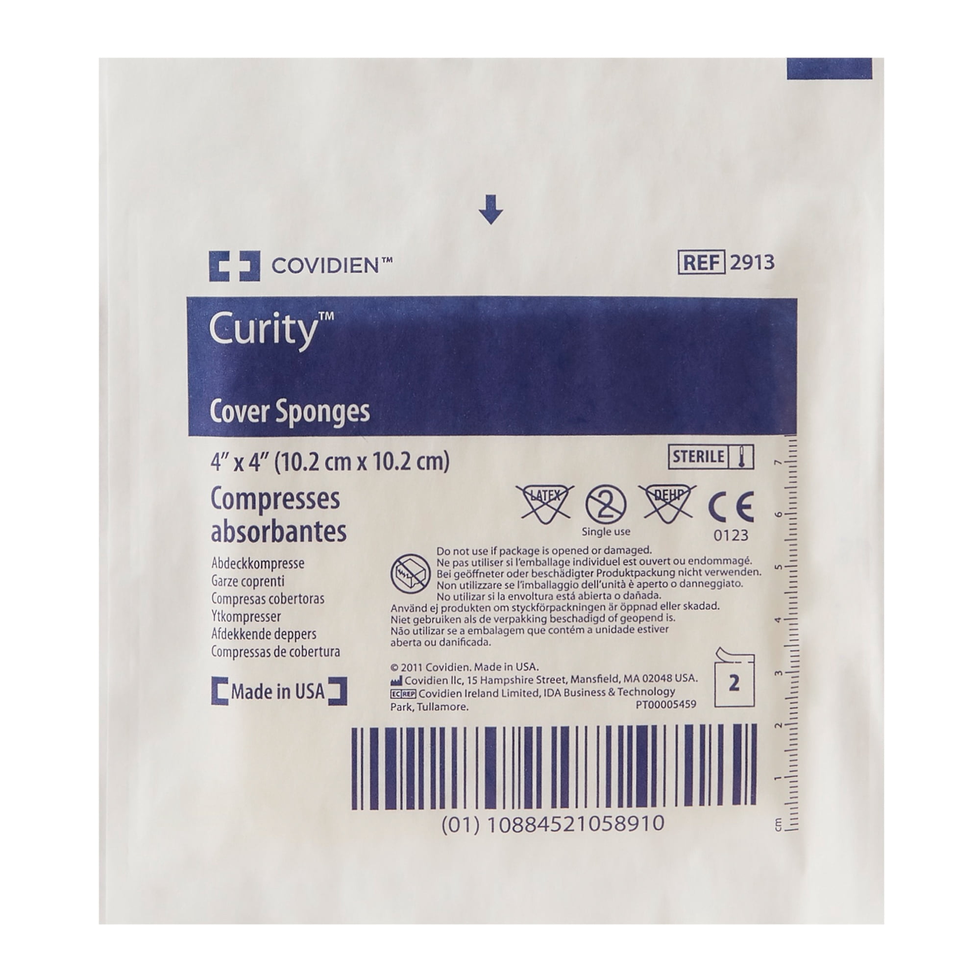 Curity Cover Sponges, Sterile, 4-Ply Gauze Dressings, 4 in x 4 in, 2 Count, 600 Packs, 1200 Total