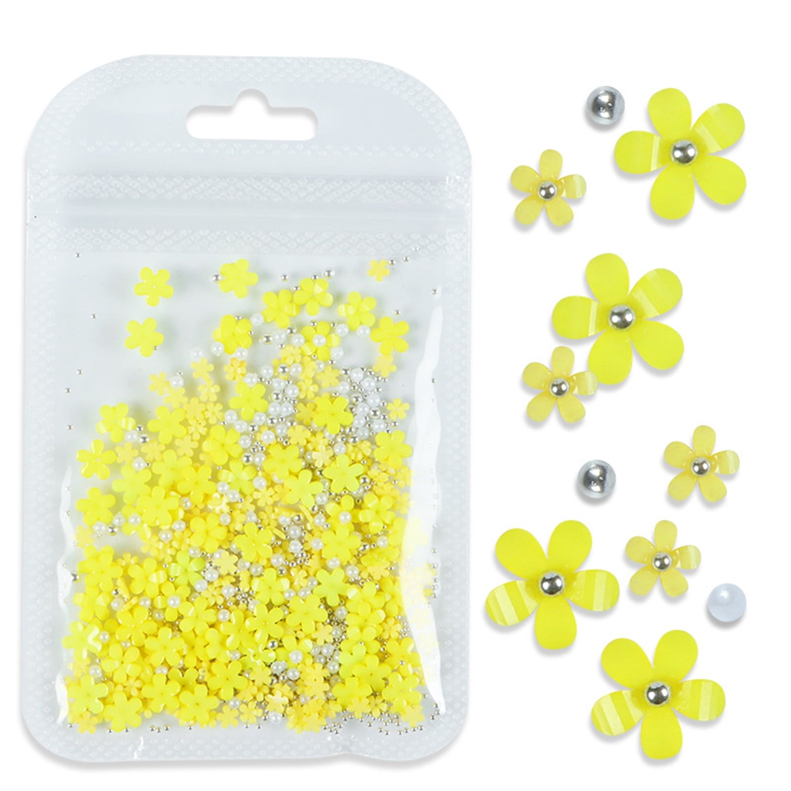 YZHM 3D Flower Nail Art Charms, 5 Petal Flowers Nail Rhinestones Kit 3D  Crystal Nail Pearls Flat Design Acrylic Nail Art Studs Manicures Nail  Accessories for Women Girls 