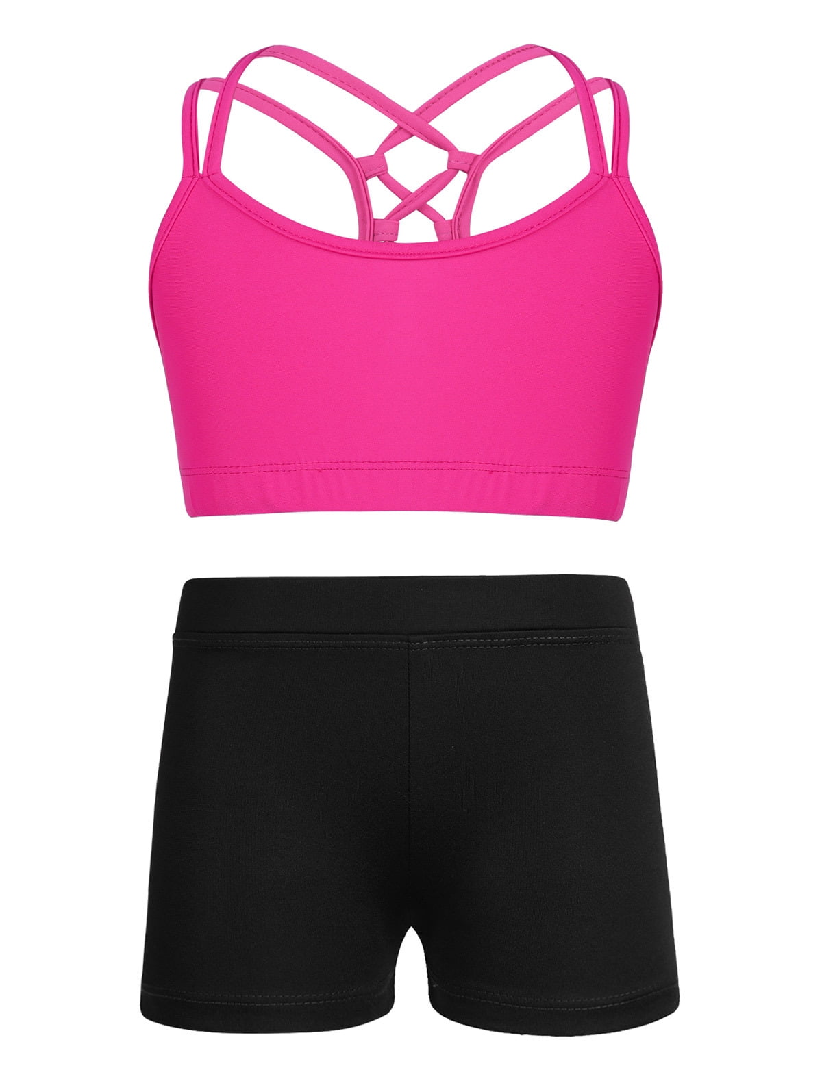 renvena Girls Activewear Set Crop Top with Booty Short Set Yoga