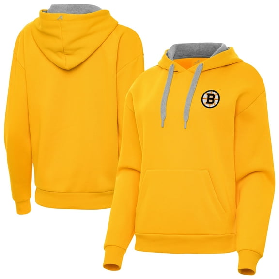 Women's Antigua Gold Boston Bruins Victory Pullover Hoodie