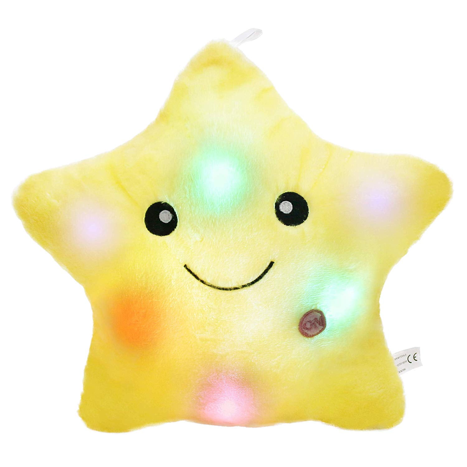 Creative Twinkle Glowing Stars Shape Plush Throw Pillow, LED Night Light  Pillow Cushions Stuffed Toys Gifts for Kids, Christmas (Yellow)