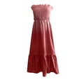 thumbnail image 5 of Rovga Ladies Solid Color Bohemian Style Casual Off-Shoulder Dress Elegant Dailywear, 5 of 8