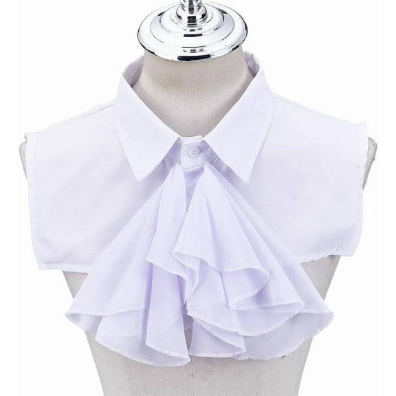 1Pc Victorian Colonial Jabot Collar White False Collar Detachable Ruffled False Collar Polyester Collar Costume Accessory for Women Men Outfits Cosplay Fancy Dress