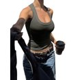 thumbnail image 2 of Women'S Ribbed Tank Tops Knit Halter Neck Sleeveless Fitted Summer Slim Basic Tee Shirts Army Green M, 2 of 7
