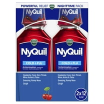 Vicks NyQuil Nighttime Cold, Cough & Flu Liquid Medicine, Over-the-Counter Medicine, Cherry, 2x12 Oz