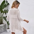 thumbnail image 6 of Womens Crochet Cardigan Sweaters for Summer Spring Fall, Lightweight Short Sleeve Oversized Open Front Kimono Boho Knit Beach Cover Up with Swimsuit, Bikini, Bathing suit, 6 of 10