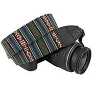 Wolven Pattern Canvas Camera Neck Shoulder Strap Belt Compatible with All DSLR/SLR/Men/Women etc, Drak Green Stripe Pattern