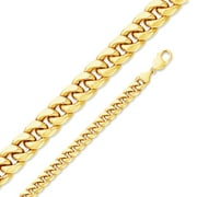 14k Yellow Gold 8mm Hollow Miami Cuban Concaved Curb Bracelet 8.5"