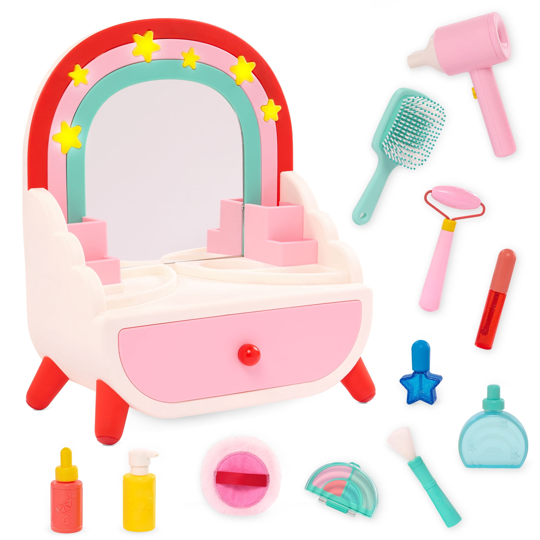 Battat Shine ‘n’ Smile Vanity Mirror & Plastic Accessories Playset for 3 Years +
