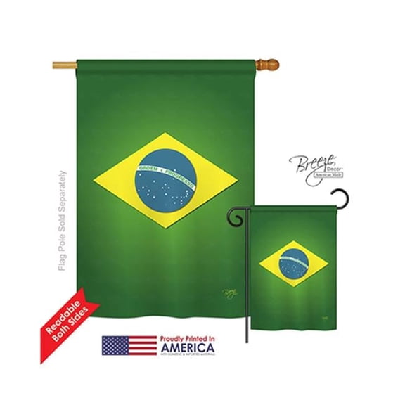 08090 Brazil 2-Sided Vertical Impression House Flag - 28 x 40 in.