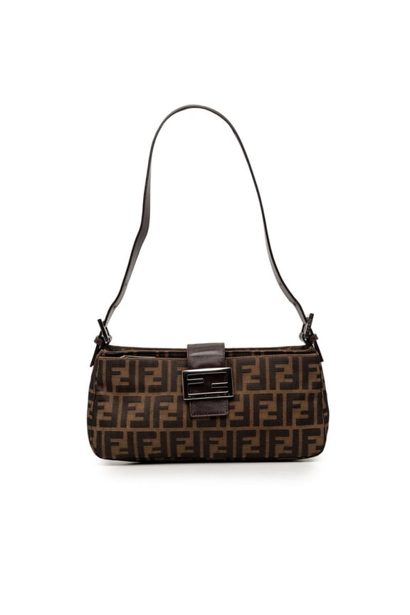 Pre-Owned Fendi Zucca Mamma Bucket One-Shoulder Bag Handbag Brown Canvas Leather Women's FENDI