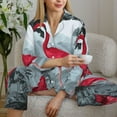 thumbnail image 6 of Honeii Flamingo On The Jungle Print Women's Pajama Sets Long Sleeve Button Down Sleepwear Nightwear Soft Pjs Lounge Sets 2PCS-, 6 of 7