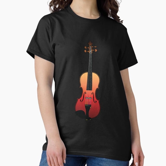 Colourful Violin Red Orange Musical Instrument Artistic Design Unisex T-Shirt GH03395, up to size 5XL