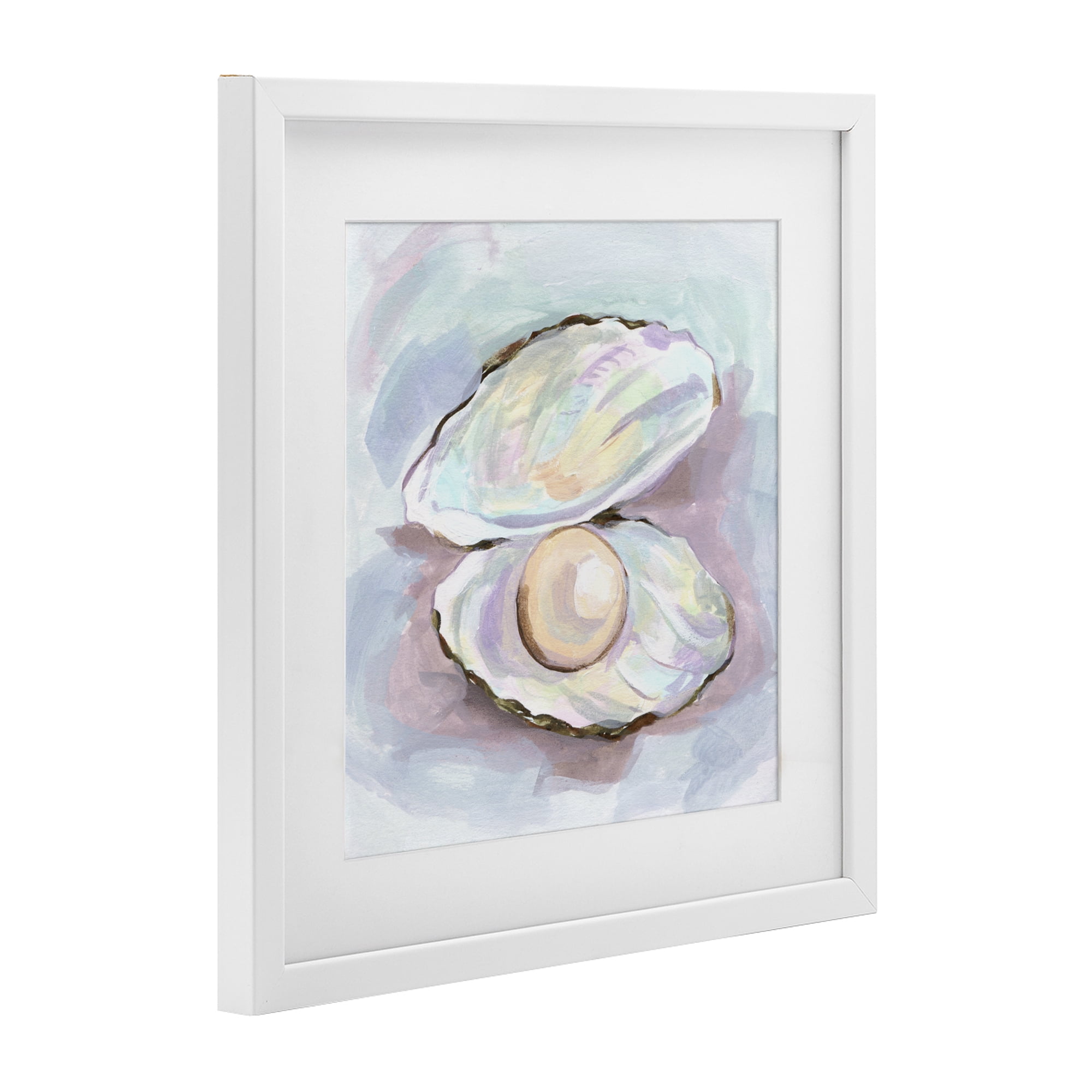 Stupell Industries Silent Opal Clam Pearl White Framed Print Under Glass, design by Melissa Wang