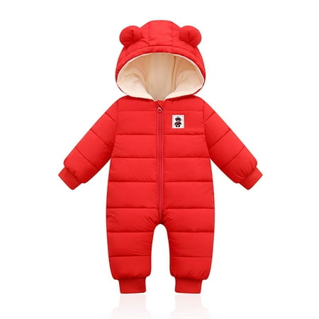 

Lovebay Infant Baby Winter Down Snowsuit Newborn Hooded Romper Padded Bodysuit with Warm Fleece Lining