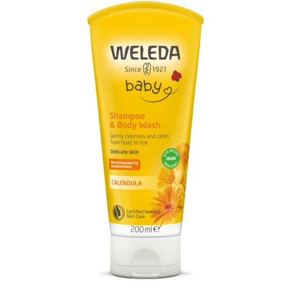 Weleda Baby Calendula Shampoo and Body Wash for Delicate Hair and Skin 6.8 Oz