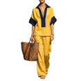 thumbnail image 2 of Stralyhd 2 Piece Lounge Set for Women 2026 Summer Loose Sets Casual Cotton Linen Long Outfits Vacation Matching Set Yellow L, 2 of 5
