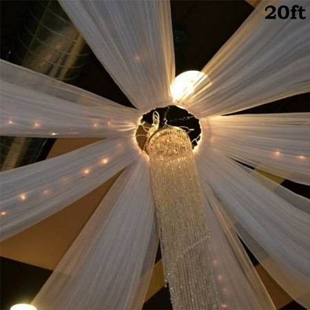 Balsacircle 20 Feet Long Premium Sheer Voile Ceiling Draping