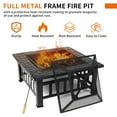 thumbnail image 6 of SYTHERS 32" Fire Pit, Outdoor Wood Burning Fireplace Firepit Table with Poker and Spark Screen for Backyard Patio Garden, Black, 6 of 8