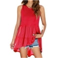 thumbnail image 2 of ZyeKqe Tank Tops for Women Crewneck Sleeveless Ruffle Dressy Casual Blouses Summer Fashion Pleated Tunic Top, 2 of 8