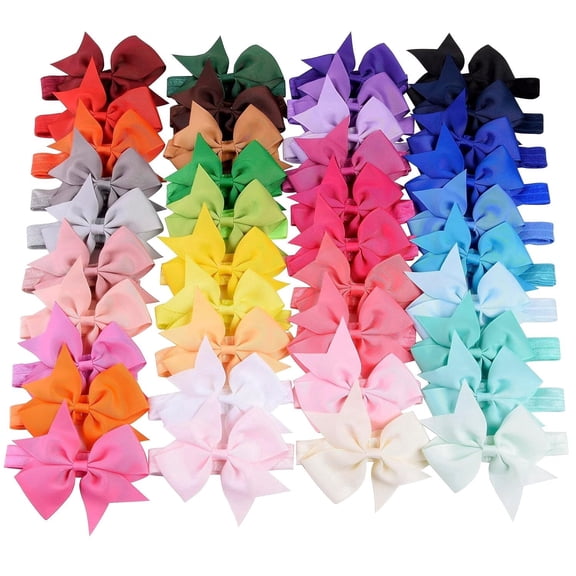 Baby Headbands for Kids, 40 Pcs Baby Girls Ribbon Hair Bows Headbands, Hair Accessories for Toddlers and Kids(Random Color)