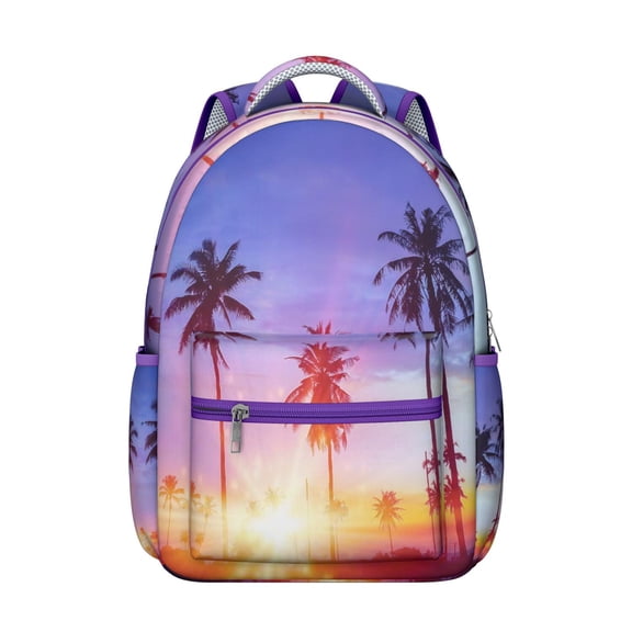 Campus Commute Backpack with Hawaii Tropical Wind Palm Leaves Print: Perfect Gift for Students, Durable Lightweight Laptop Daypack for High School and College