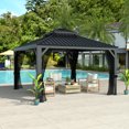thumbnail image 3 of VEIKOUS 12'x12' Outdoor Hardtop Gazebo, Double Roof Metal Gazebo for Patio, Garden, Lawn, Party, Black, 3 of 12