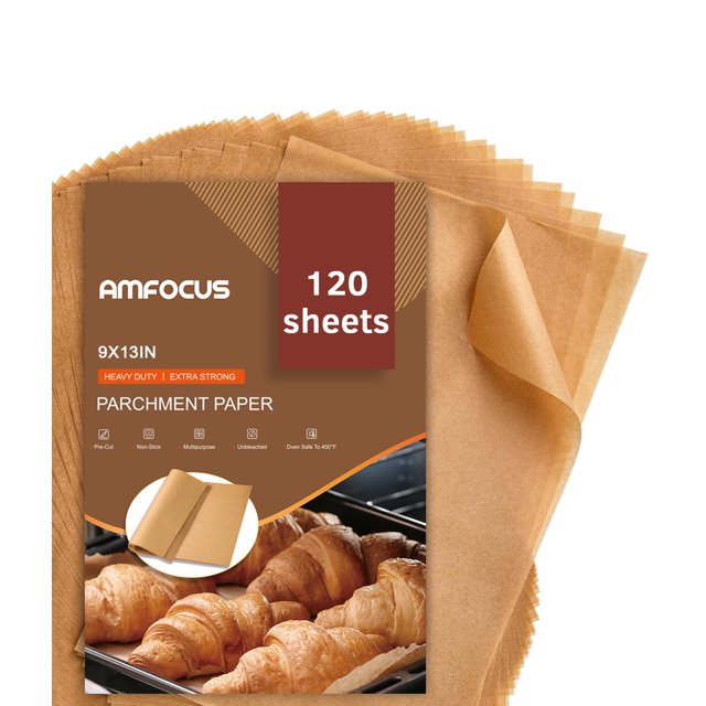 Hojas de papel pergamino antiadherente AMFOCUS 9 x 13 pulgadas, 120 piezas