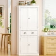 thumbnail image 4 of Ktaxon 72"  Kitchen Pantry Storage Cabinet with 4 Doors Large Drawer and Adjustable Shelves for Living Room, White, 4 of 7